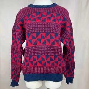 Vintage 80s Mens (L) Shetland Wool Knit Sweater Ski Grandpa Cabincore CB SPORTS
